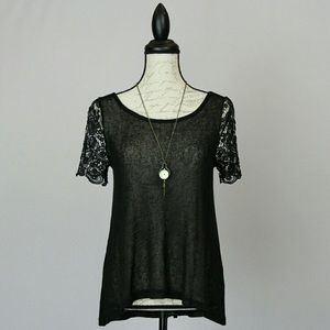 🌙 MOON Lace Sleeves Split Back Top Romantic Goth
